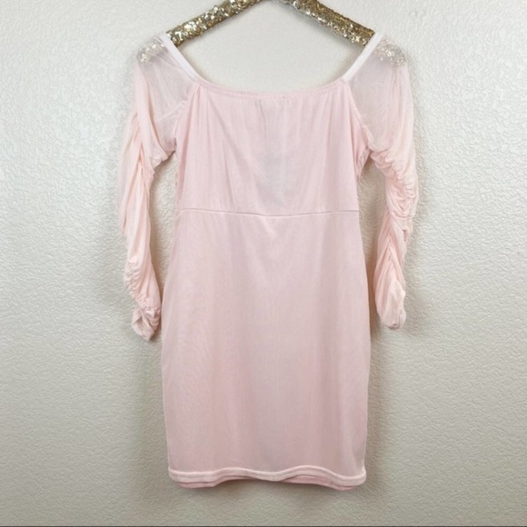 NWT PRETTYLITTLETHING Blush Ruched Mini Dress - Picture 7 of 11